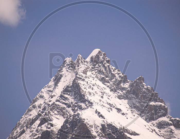 Beautiful View of Himalayas mountains peak from kheerganga,himachal pradesh
