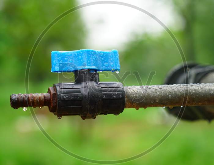 Beautiful view of blue Plumbing Nozzle view with blurred background.