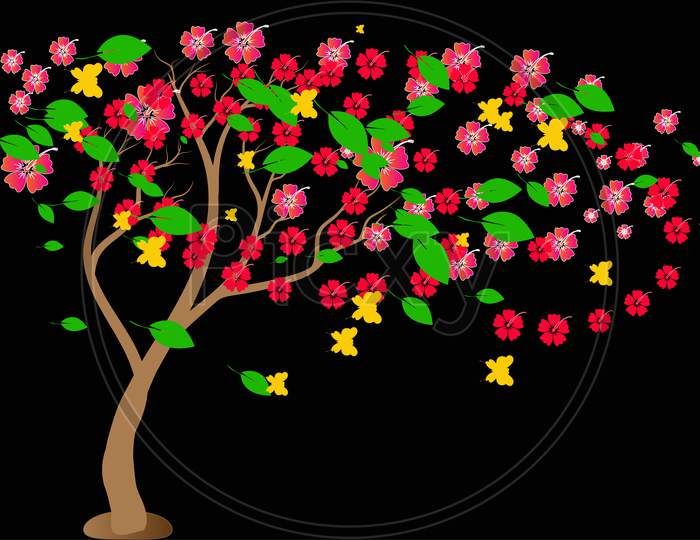 Tree Flowers Illustration