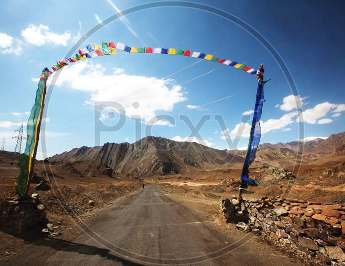 Roadways of Leh with Mountains