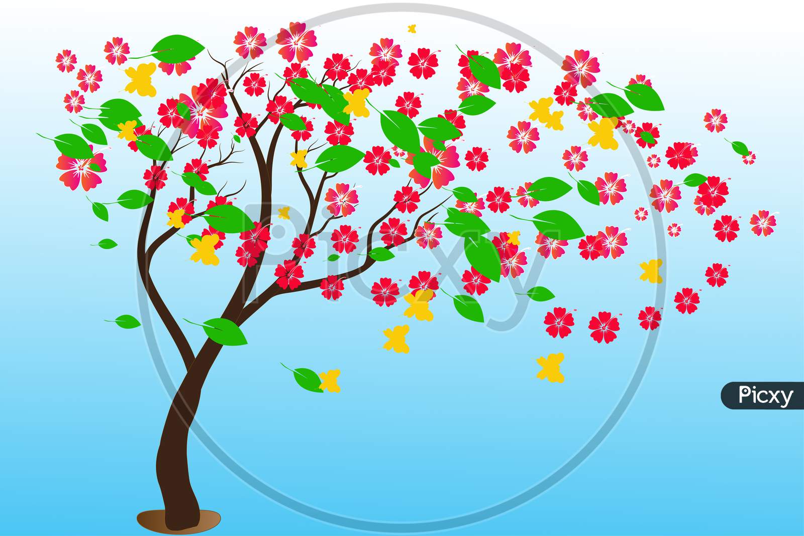 Tree Flowers Illustration