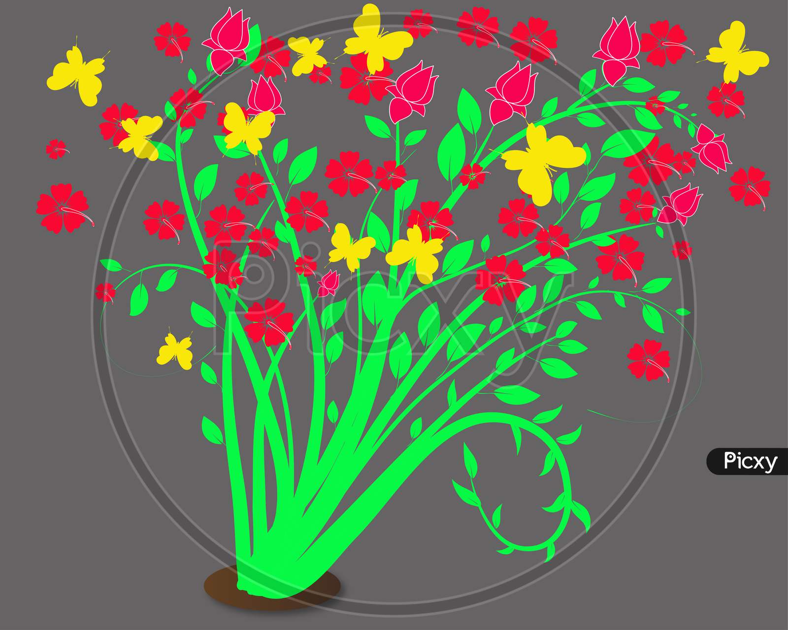 Bunga Raya Flowers Illustration