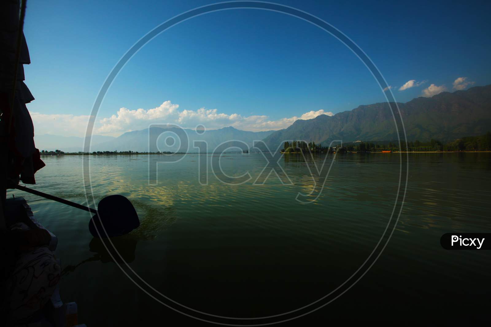 Dal Lake with Mountains in the Background