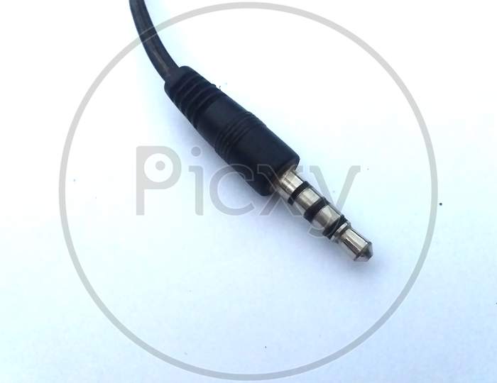 audio cable on white background