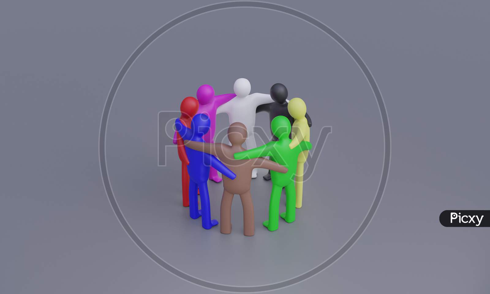 Anti-Racism Hugging Diversity People Background, 3D Render