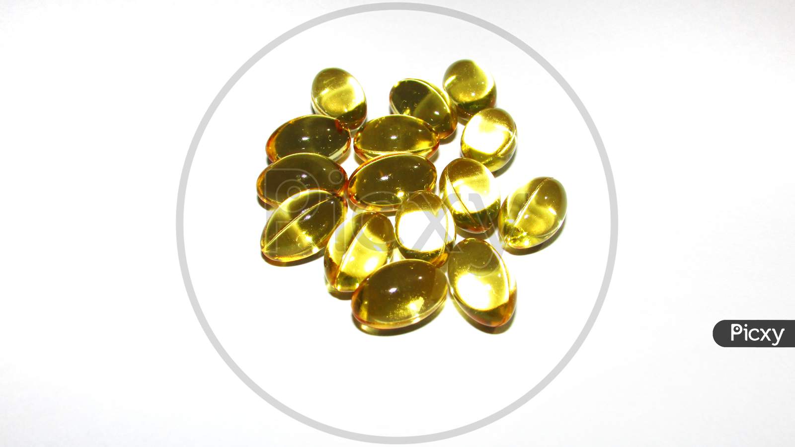 Cod liver oil  or fish oil gel capsules  on white background.