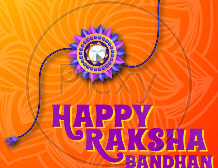 Happy Raksha Bandhan (orange background with rakhi )