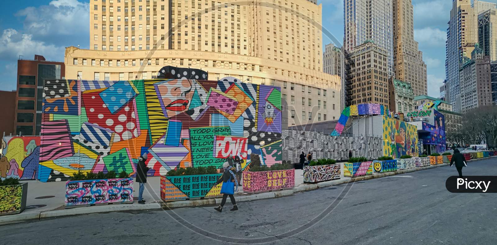 Mural art (Graffiti) at the world Trade plaza in Lower Manhattan New York