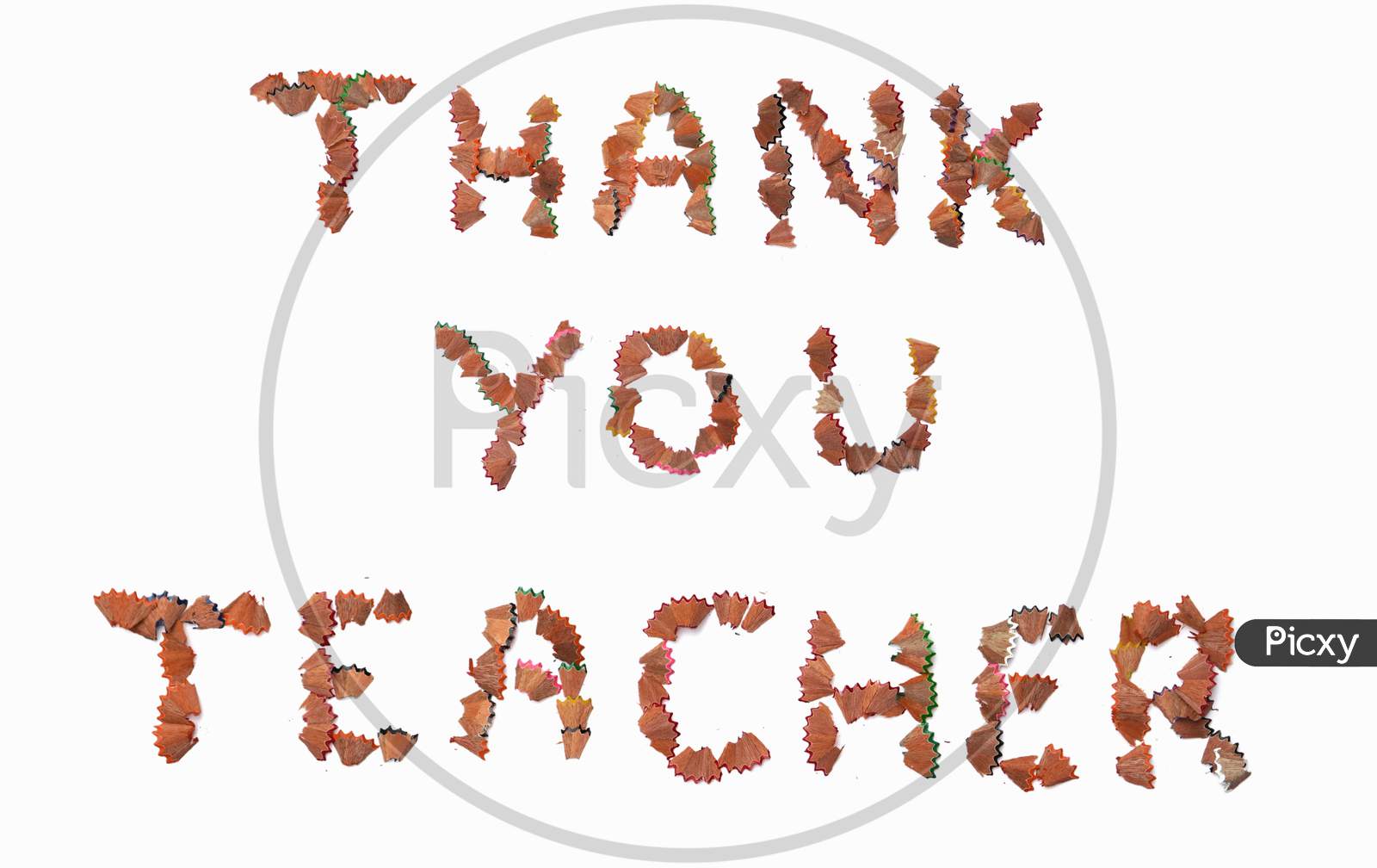 Thank You Teacher Written With Pencil Shavings Parts On White Background, Happy Teacher's Day Conceptual Photo