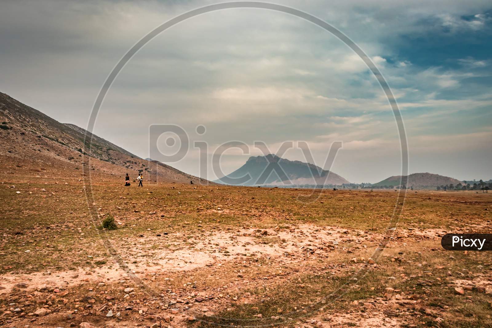 Image of Countryside Empty Rural Area Cover With Mist And Surrounded By ...