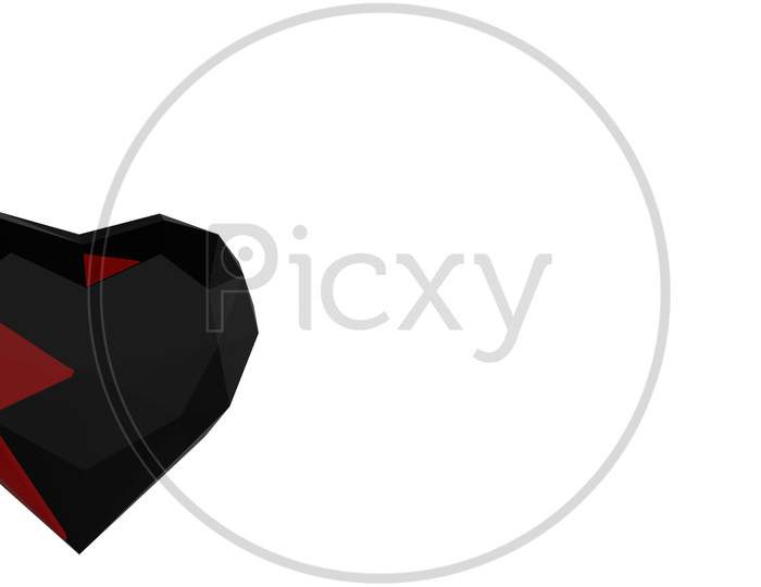 Heart-Shaped Red And Black Diamond In White Background