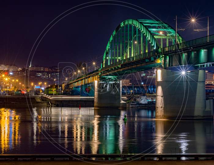 Old Sava Bridge Across The River Sava In Belgrade, Serbia