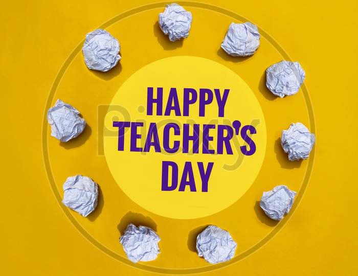 Happy Teacher's Day Creative Photo Crumpled Paper Balls, Perfect For Wallpaper