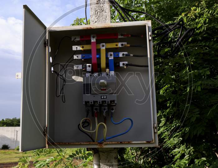 Close Shot Of Opened Electrical Metre