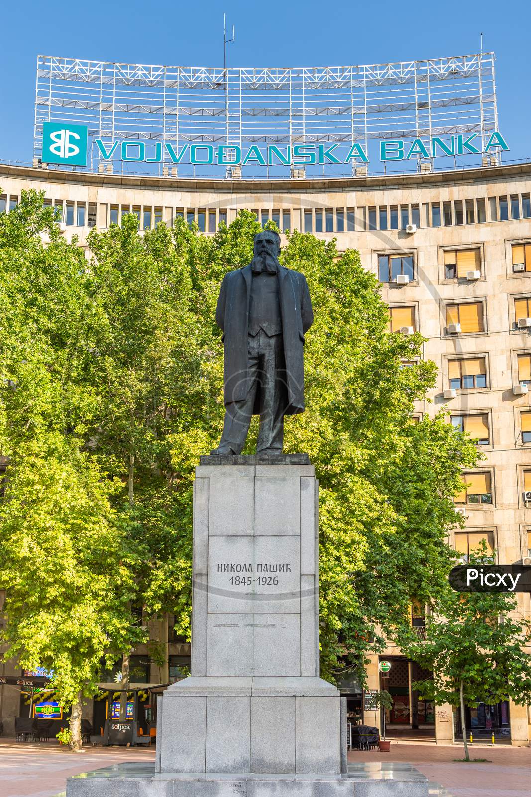 Nikola Pasic Statue At The Nikola Pasic Square In Belgrade, Capital Of Serbia