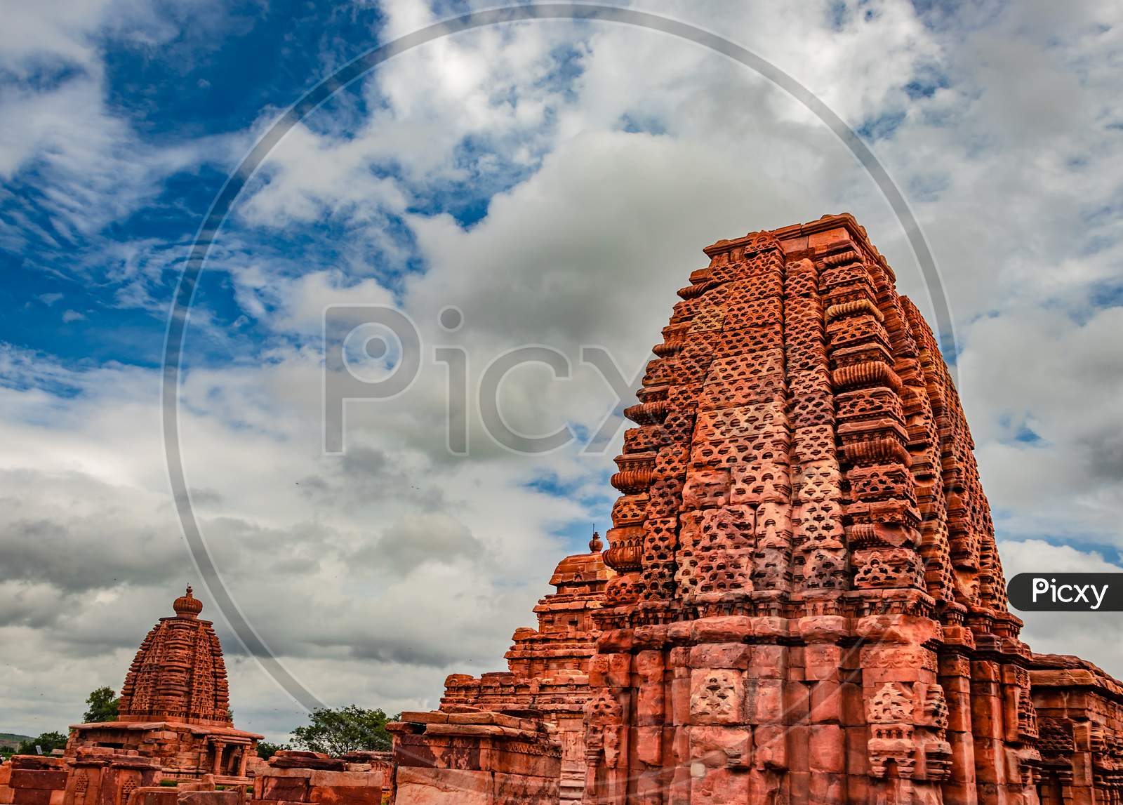 Galaganatha Temple Pattadakal Breathtaking Stone Art From Different Angle With Amazing Sky