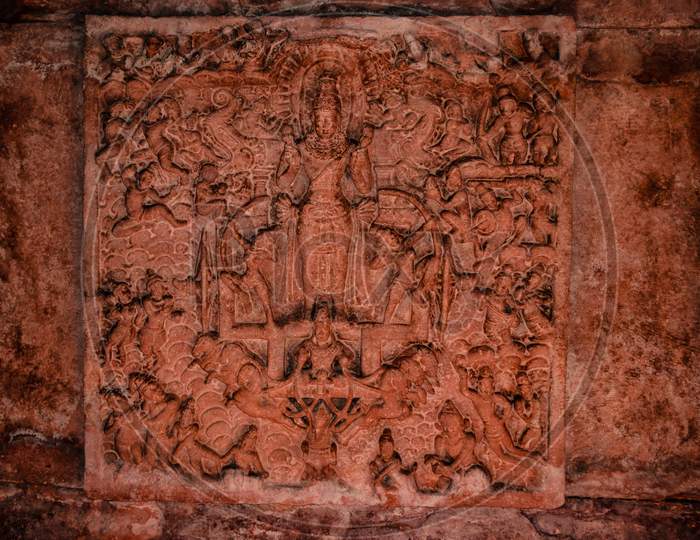 Virupaksha Temple Pattadakal Interior Art On Stone Roof