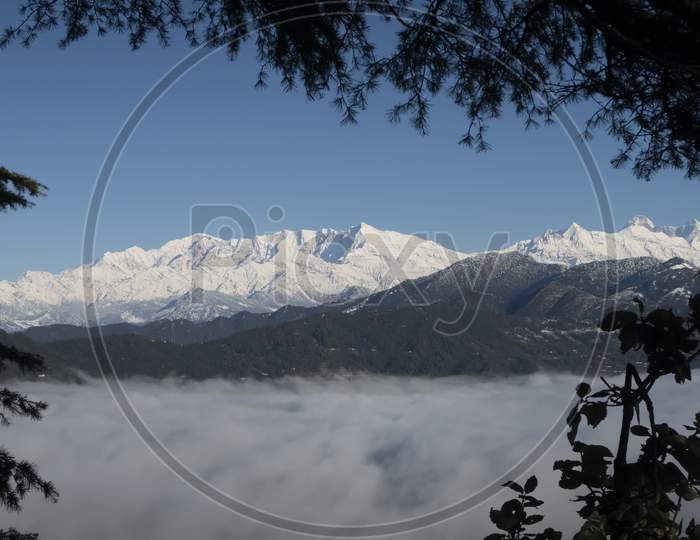 Himalayan Peaks As Seen From Chaukori, Uttarakhand, India.
