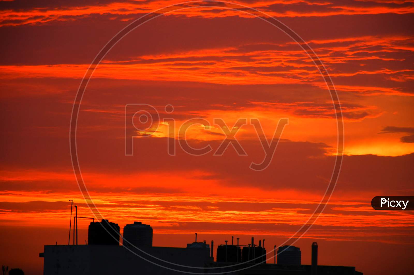Orange, Red, Blue sky, sunset, Beautiful sky in the Evening, Cloudy sky