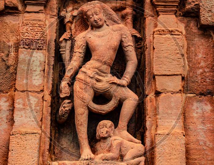 Pattadakal Famous Hair Style Sculptures Of Hindu Gods On Facade Of 7Th Century Temple Carved Walls