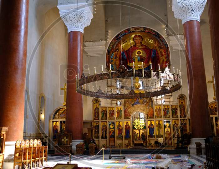 Interior Of The St. Mark Church, Serbian Orthodox Church In Belgrade, Serbia