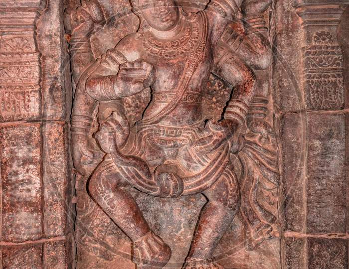 Sculptures Of Hindu Gods On Facade Of 7Th Century Temple Carved Walls In Pattadakal