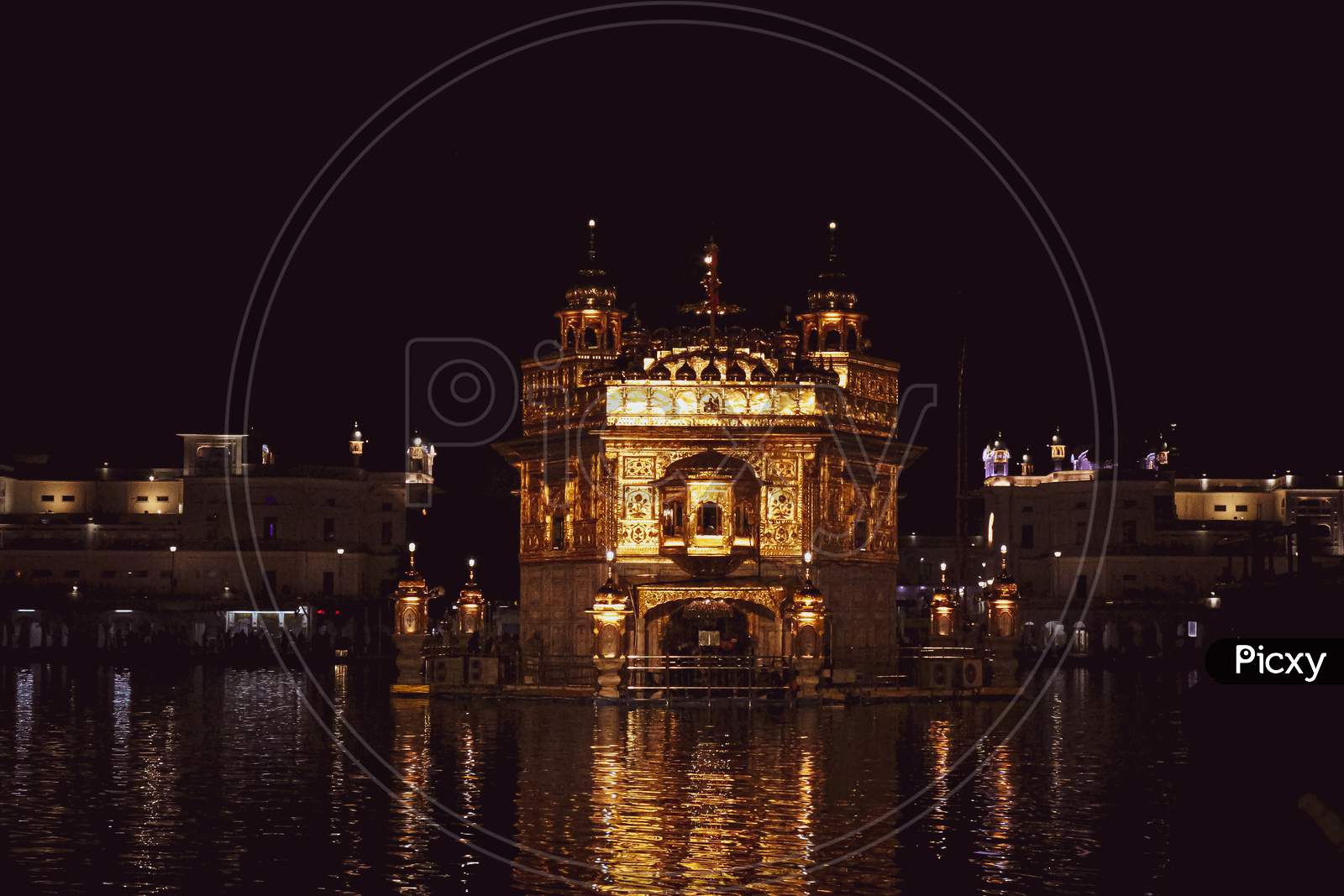 Golden temple during night