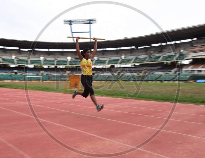 Athlete Doing Practice At Nehru Stadium During Unlock 3.0, In Chennai On August 4, 2020.