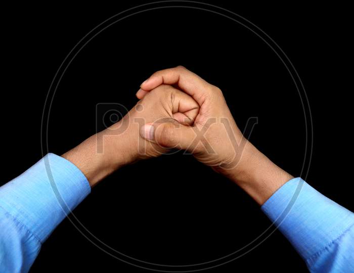Hand holding Hand , support bonding togetherness Concept, white background