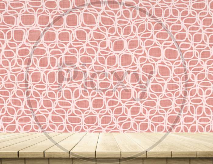 Colorful wooden platform background: Japanese pattern cloth.