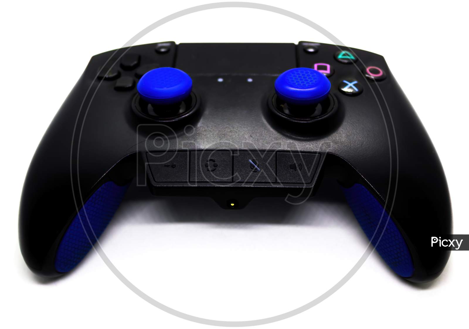 Close Up Of Video Game Joystick / Game Pad Remote Against White Background