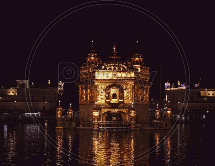 Golden temple during night