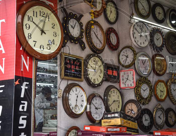 A Watch Repairman Works In A Clock Store, In Vijayawada, August 03, 2020.