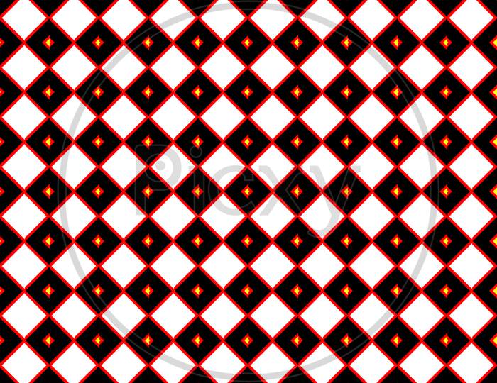 Red Bordered Square Textile Pattern And Tiles Design