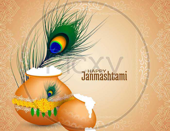 Happy Janmashtami Indian Festiveal Decorative Background