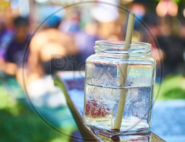 healty lemon water juice on glass