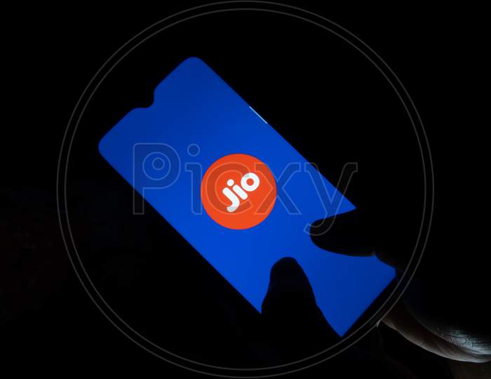 Jio App Or Icon On The Mobile Screen.
