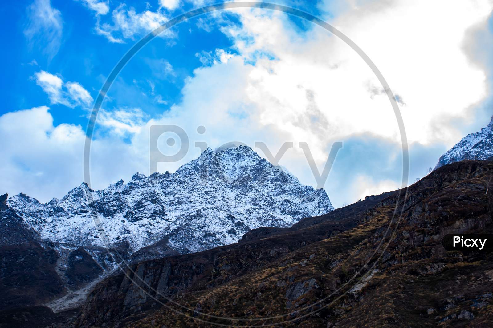 Beautiful landscape of Mountain in Uttarakhand garhwal himalayan range at Satopanth. During Satopanth tal trek