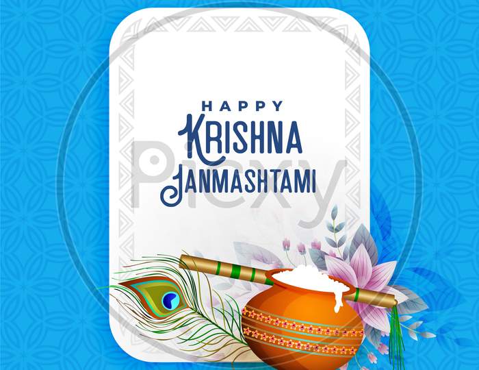 Lovely Greeting Design For Krishna Janmashtami