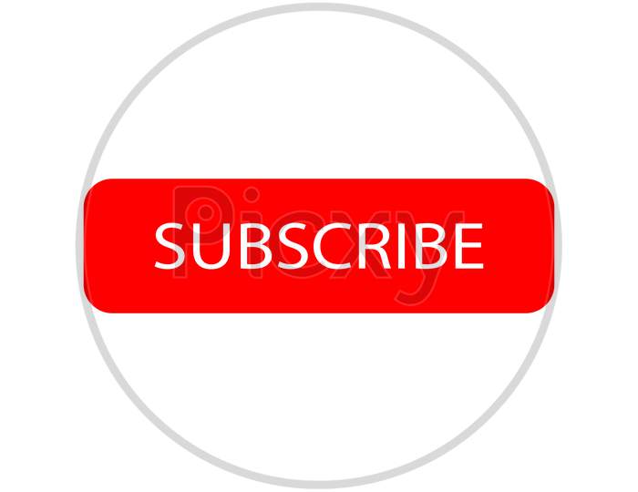 Subscribe Icon In Trendy Flat Style, Subscribe Button In Red. Symbol / Icon For Your Web Site Design, Logo, App, Ui.