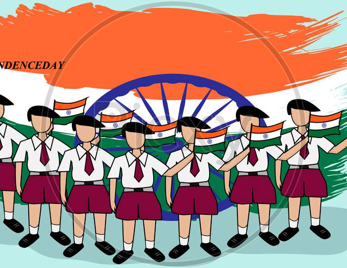 Happy Independence Day Poster With a Boys Having an Indian Flag in hand
