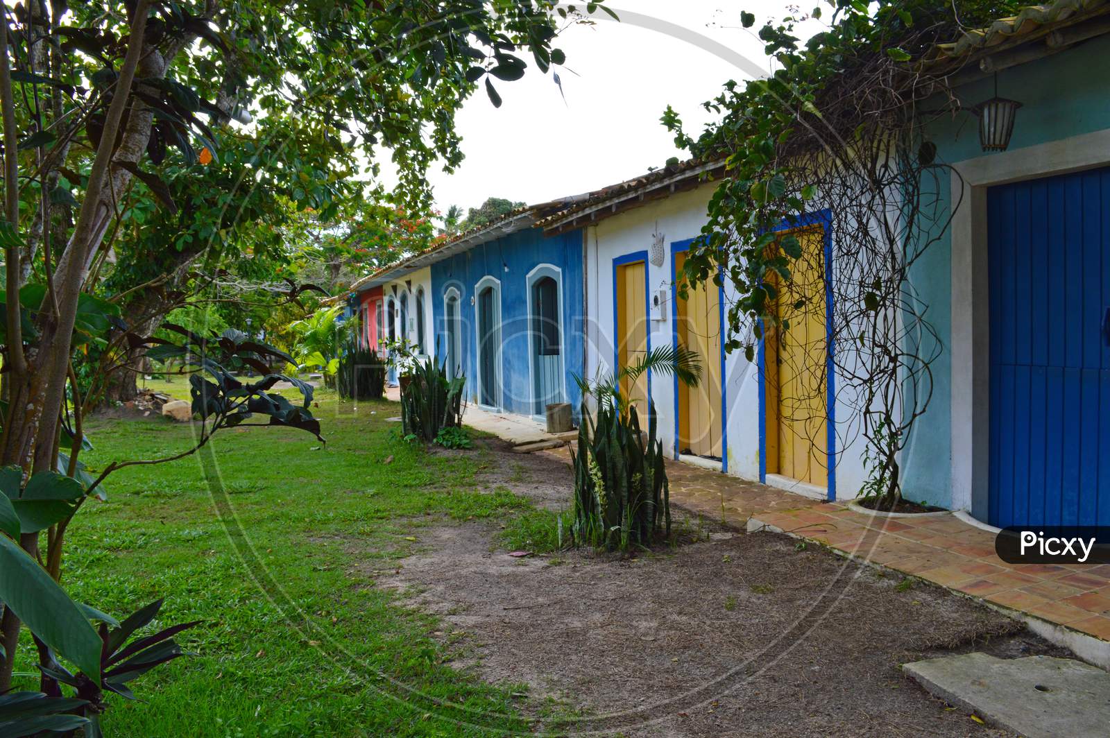 Colorful houses in Trancoso in Bahia - Brazil
