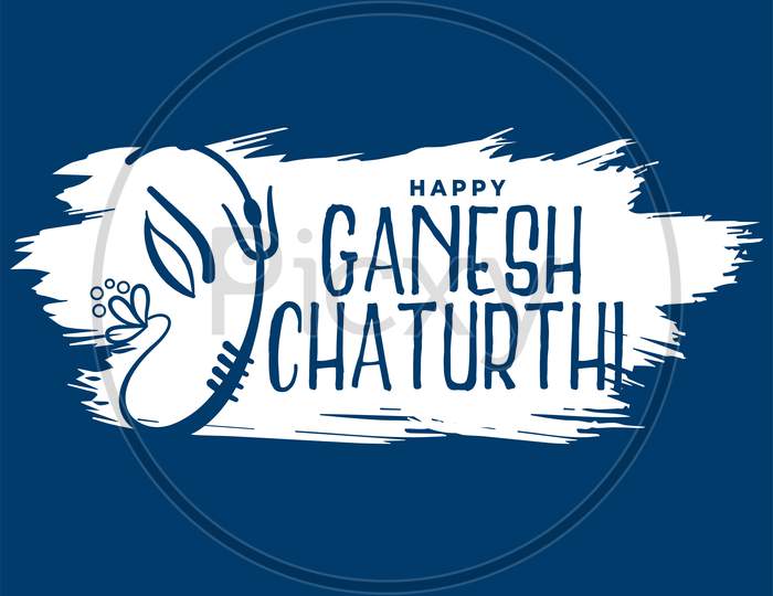 Ganesh Chaturthi Festival In Paint Brush Stroke Style