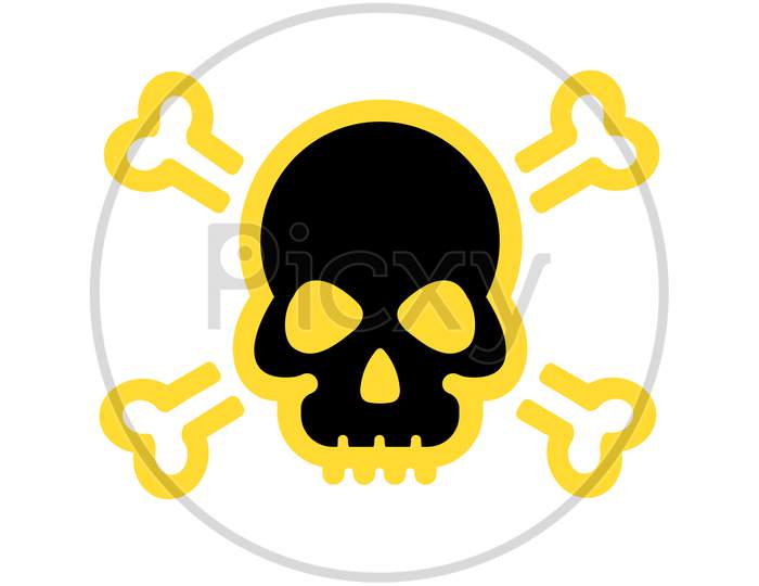 Skull Human And Cross Bones Flat Icon On White Background