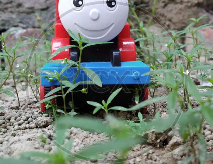 Happy face toy train image