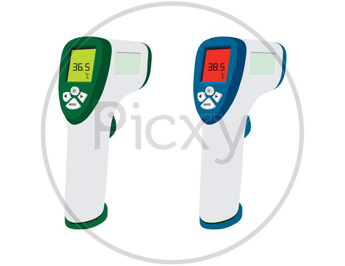 Digital Infrared Thermometer Temperature Checking Equipment, Illustration Vector