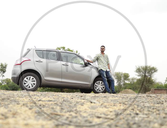 Indian Man Portrait with car
