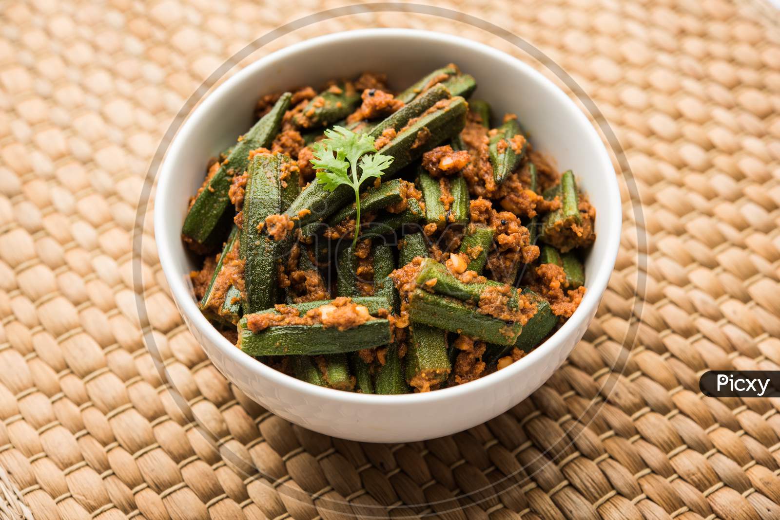 Indian Bharwa Bhindi Or Masala Fried Okra, Bhendi Or Ladyfinger Curry