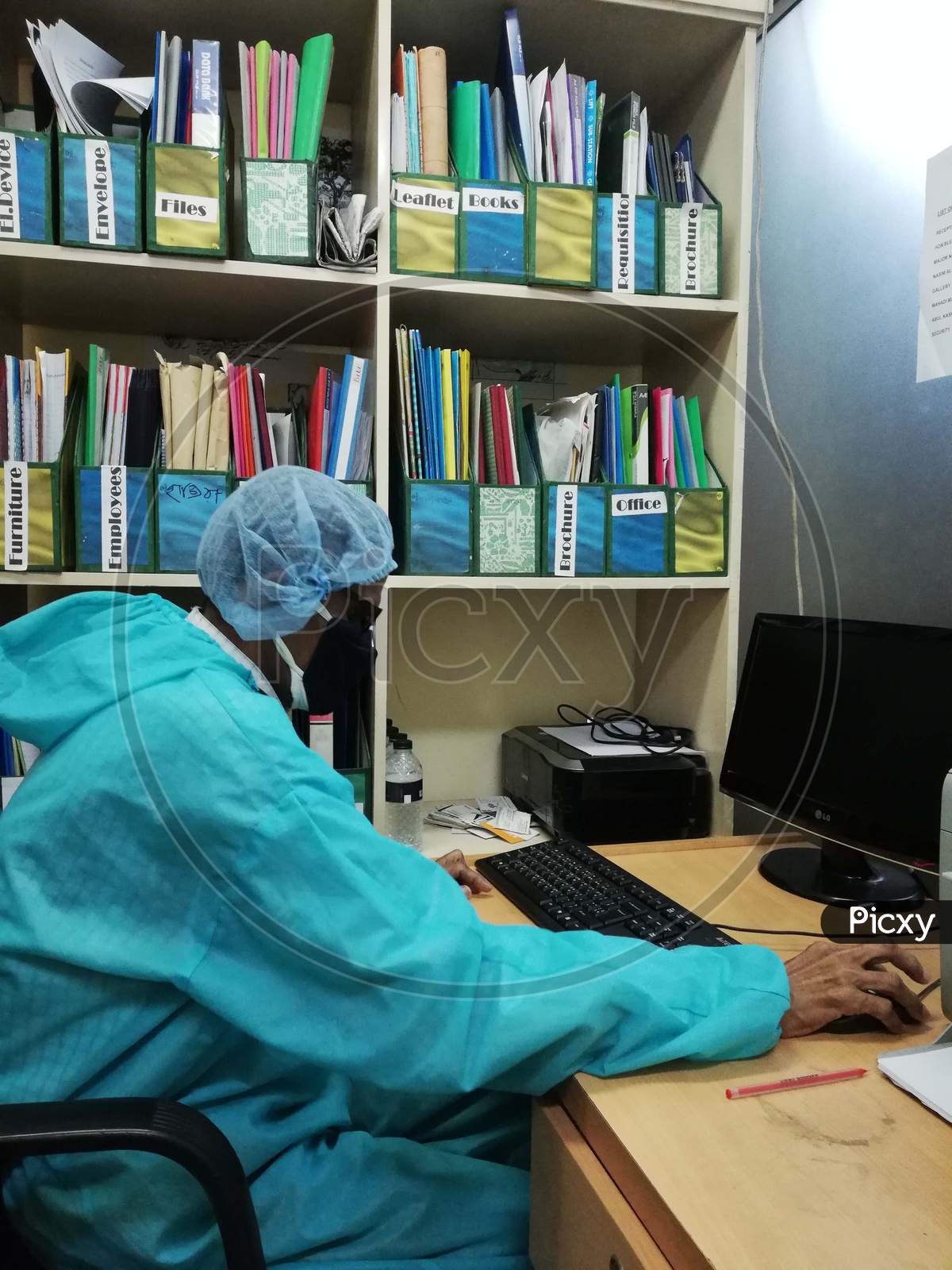 Working Officer In Office Corona Virus Pandemic
