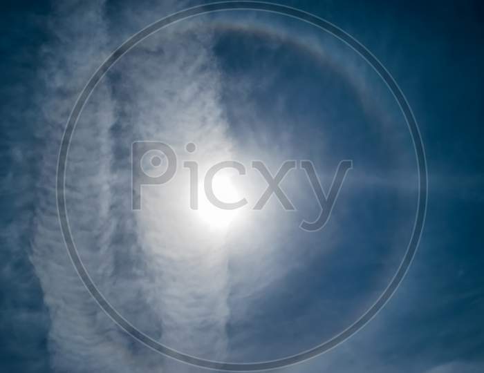 The mysterious sun ring or Halo in Bankura, India, is a strange phenomenon of nature